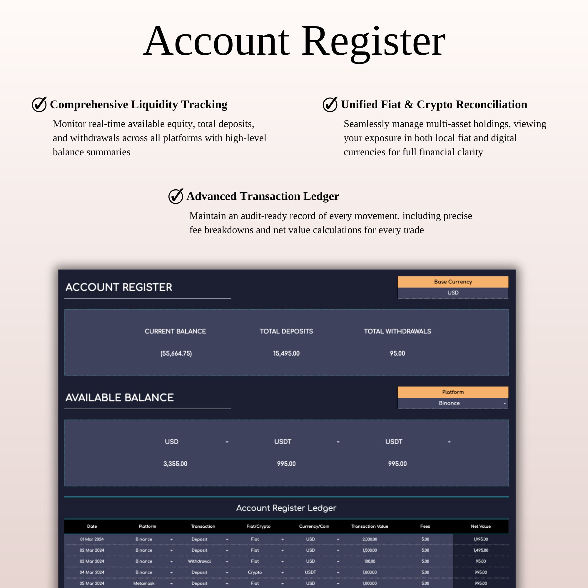 Ultimate Crypto Portfolio Tracker Excel | Dark Mode Image 2