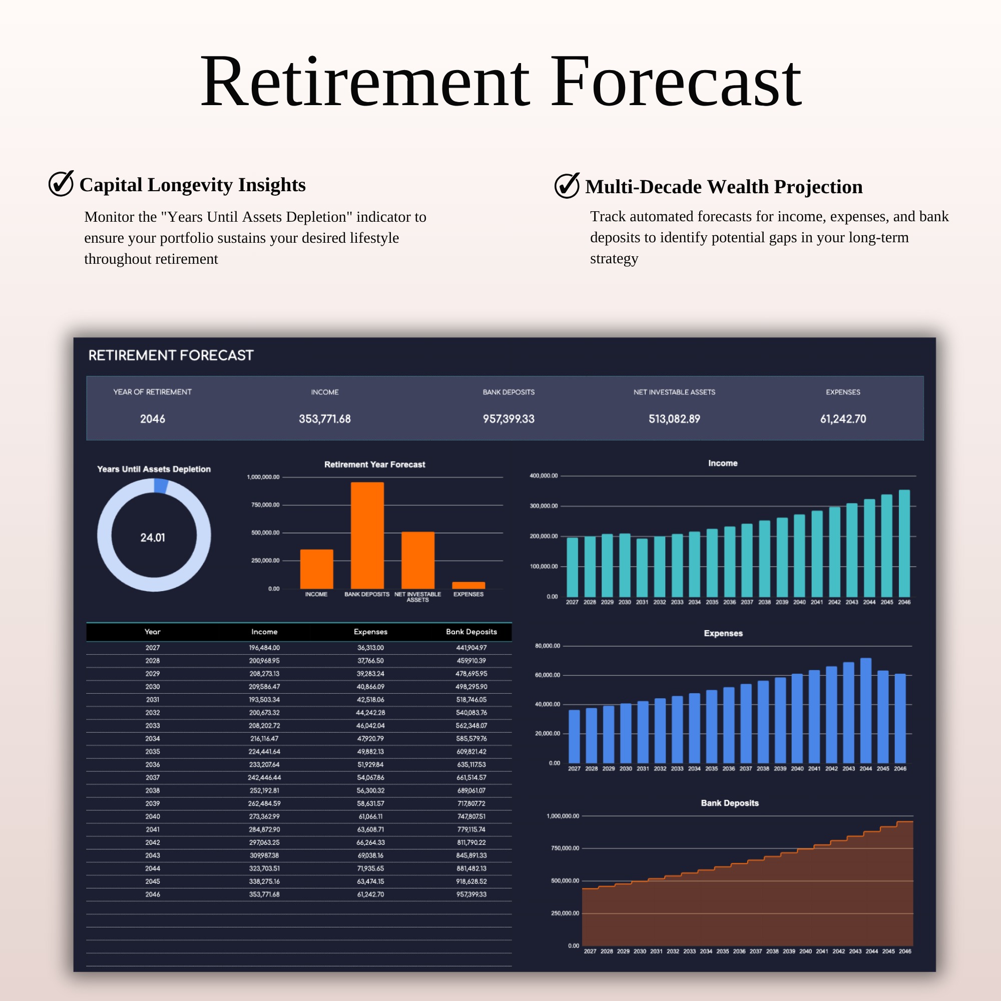 Retirement Portfolio Tracker Excel | Dark Mode Image 7