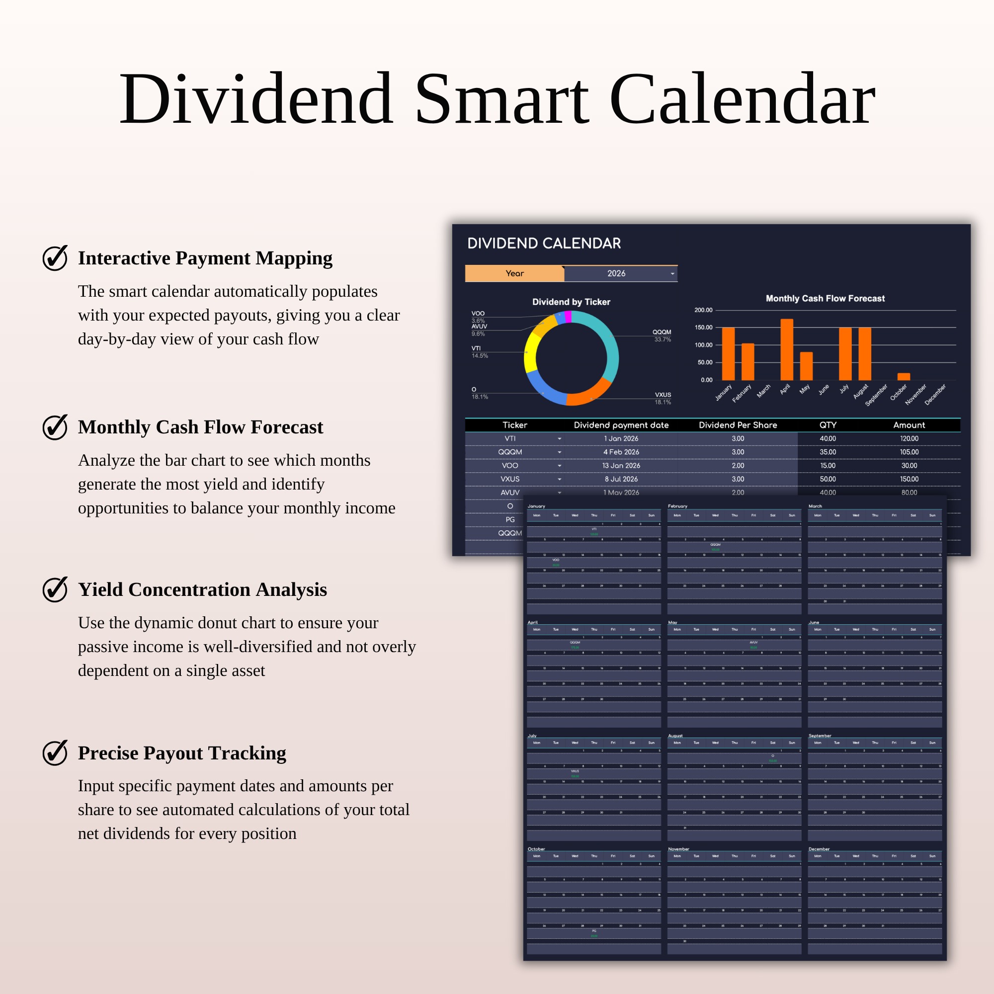 Retirement Portfolio Tracker Excel | Dark Mode Image 8