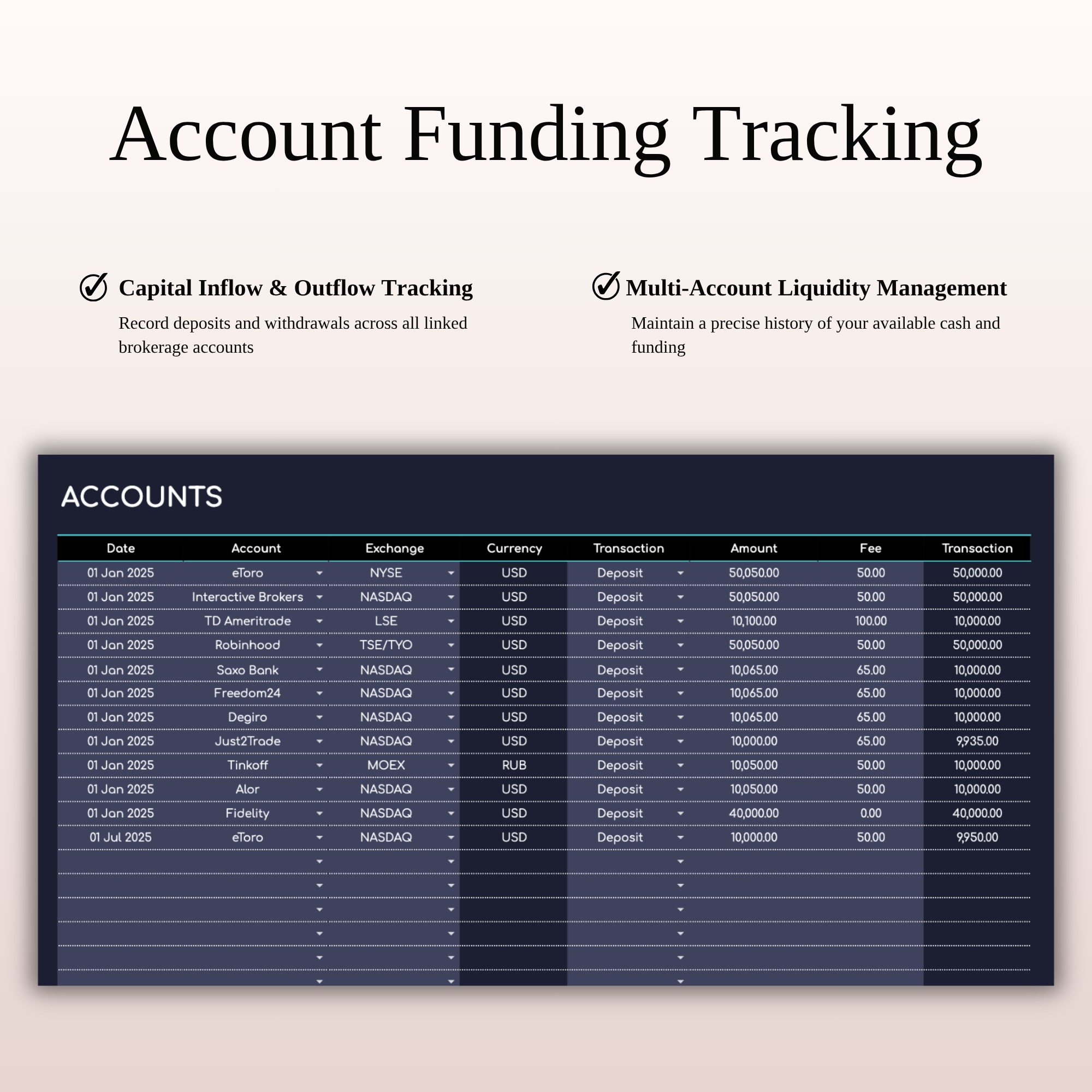 Stock & Dividend Tracker Excel | Dark Mode Dashboard Image 2