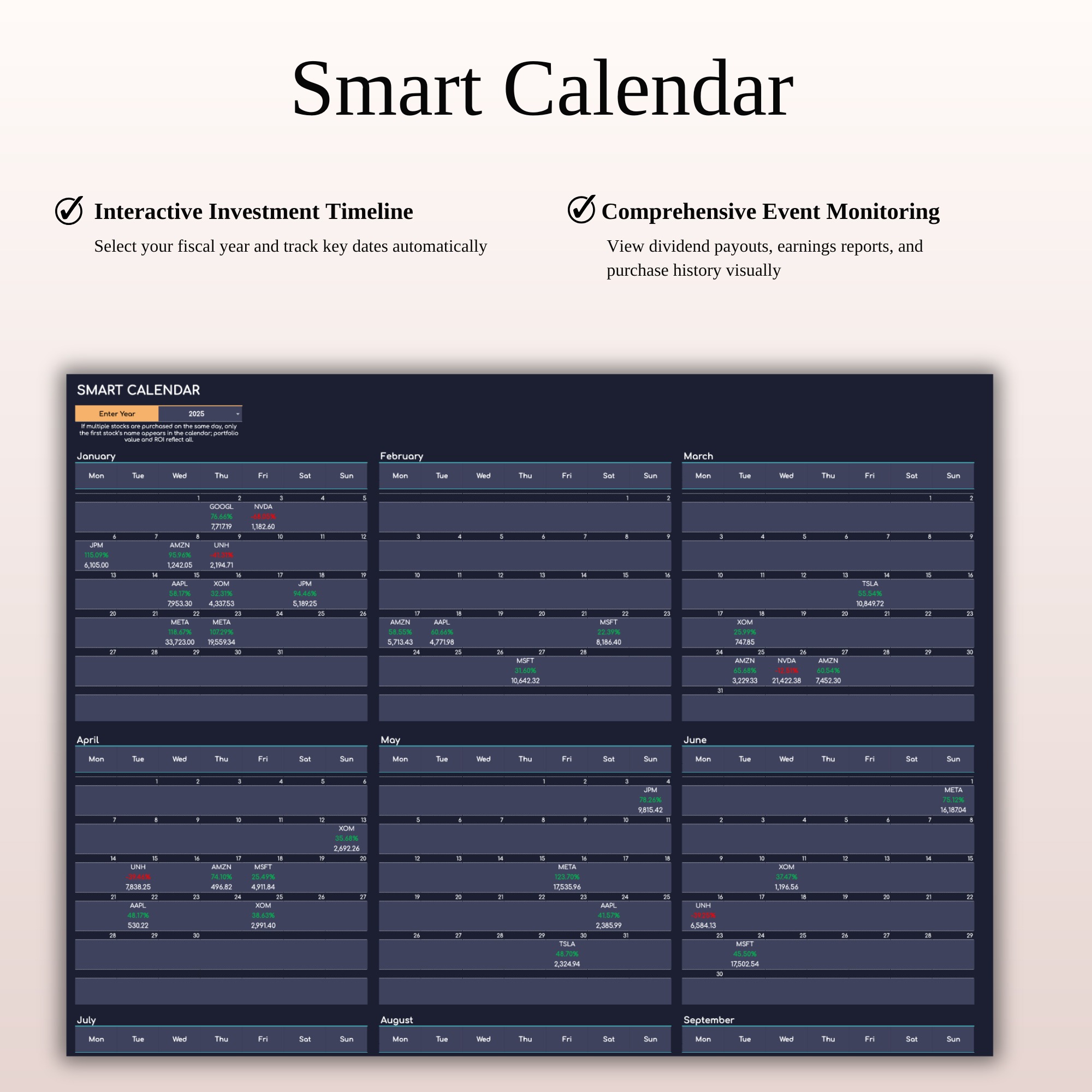 Stock & Dividend Tracker Excel | Dark Mode Dashboard Image 7