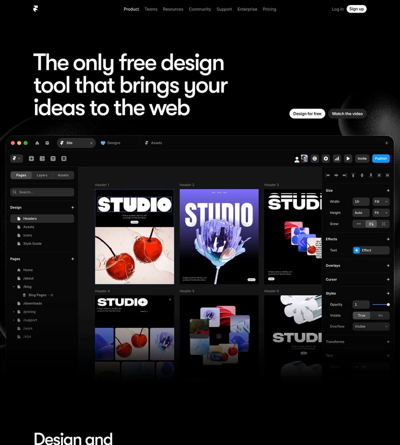 Screenshot taken from framer.com/design