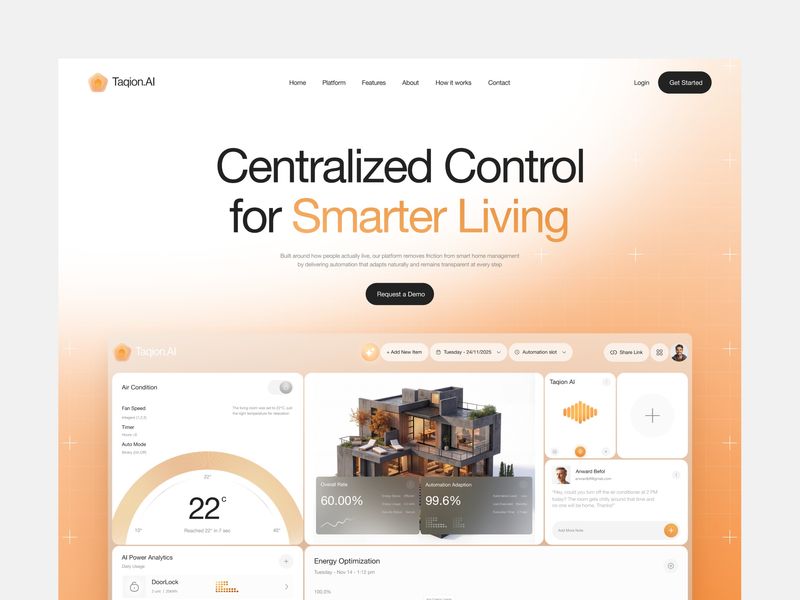 AI Smart Home Automation Website Landing Page Design