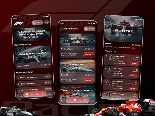 F1 Racing and Betting App Design Concept