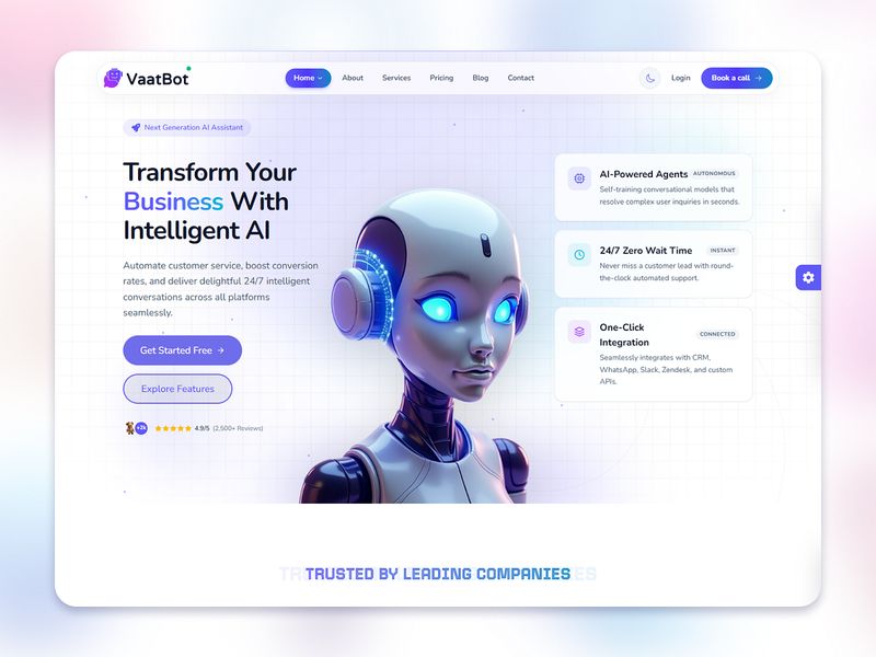 AI Chatbot SaaS Landing Page – React 19 & Tailwind v4 UI Design