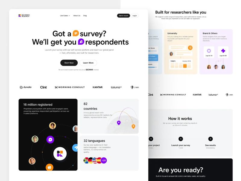 Bohemian Research Landing Page Homepage Design