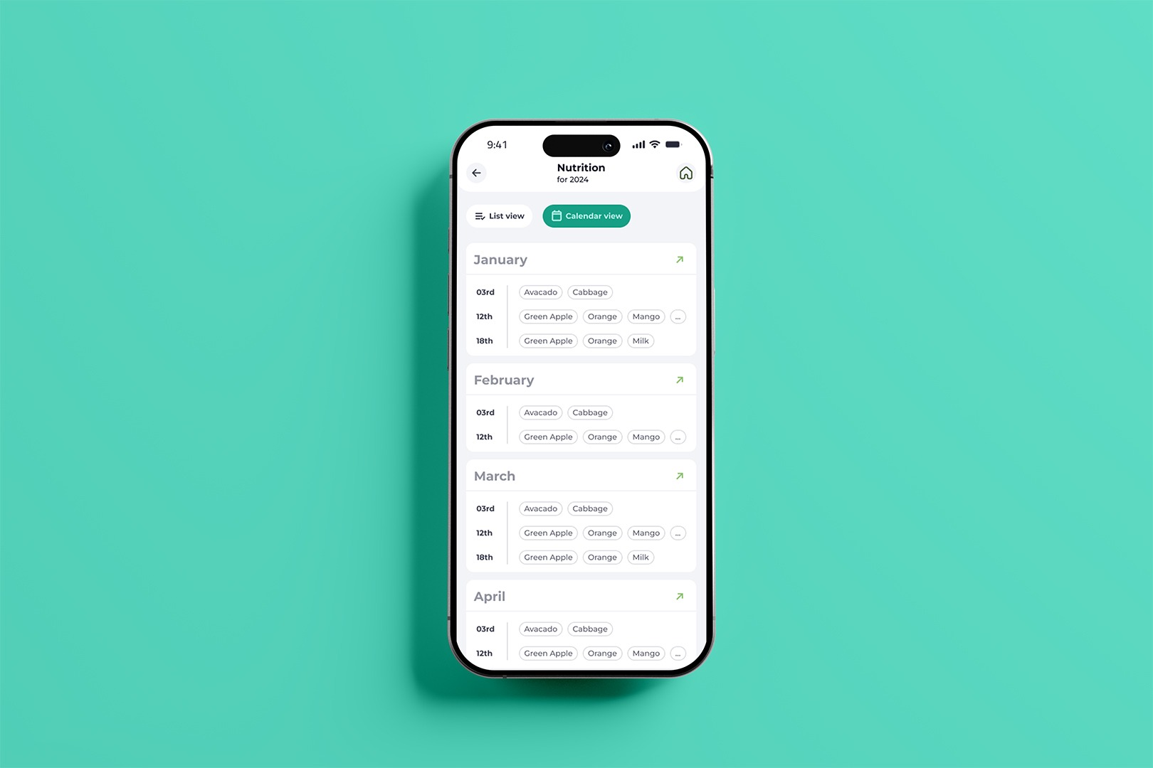 Calendar UI -Mobile App
