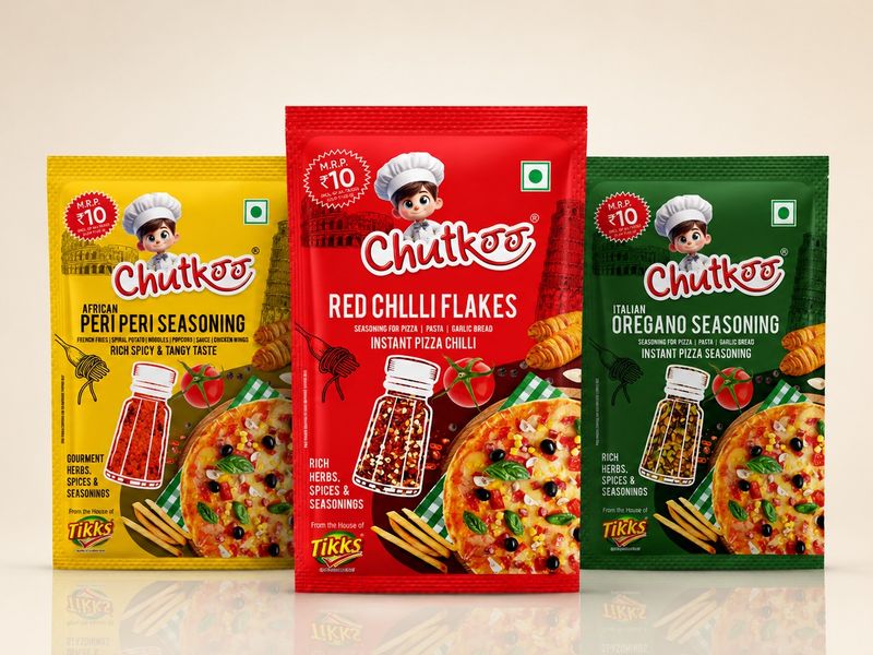 Tikks Chutkoo Seasoning Collection | Premium Packaging Design