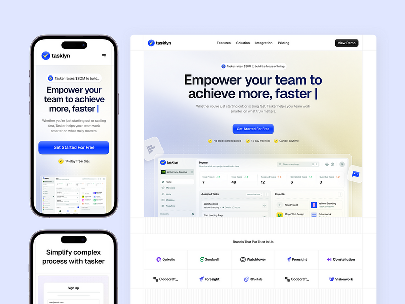 Tasklyn Mobile - Responsive SaaS Experience