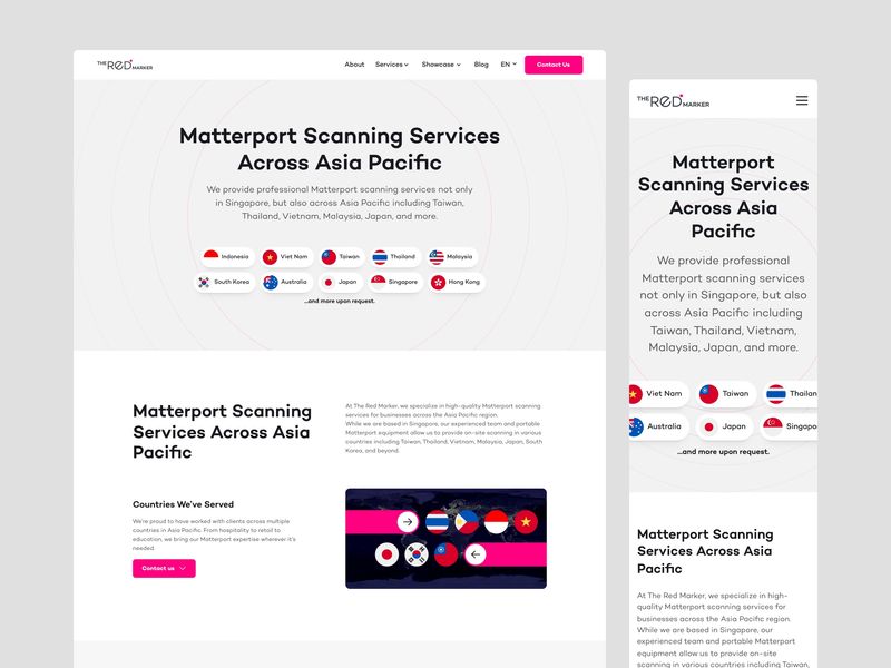 The Red Marker - Landing Page Design for Matterport Services in APAC