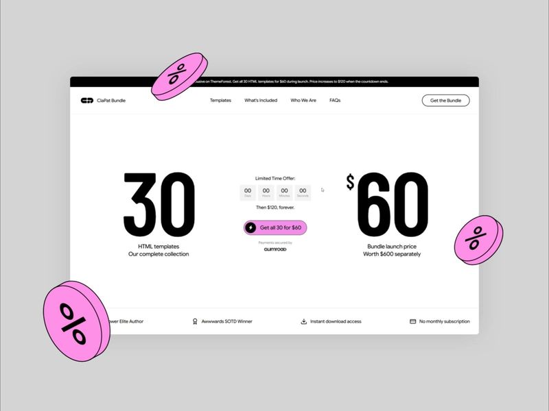 ClaPat Bundle - 30 Premium HTML Templates