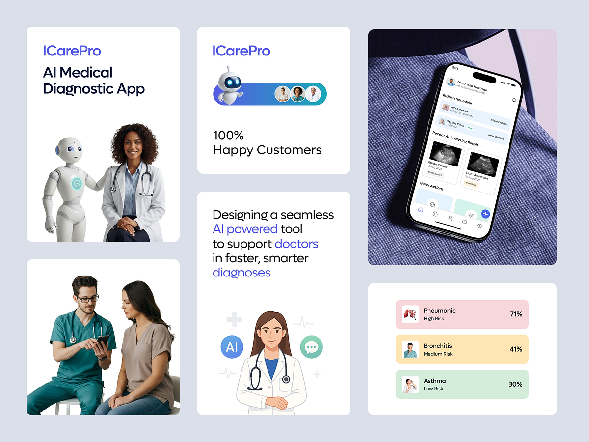 ICarePro – AI Medical Diagnostic App Branding & UI Design