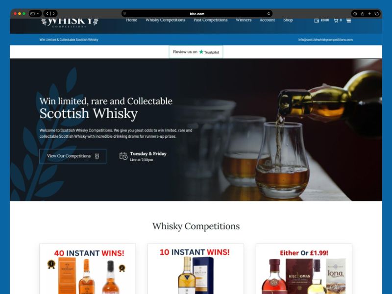 Premium Whisky Contest Platform Interface