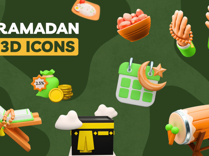 Ramadan Free 3D Icon Pack for Designers - Pikkovia