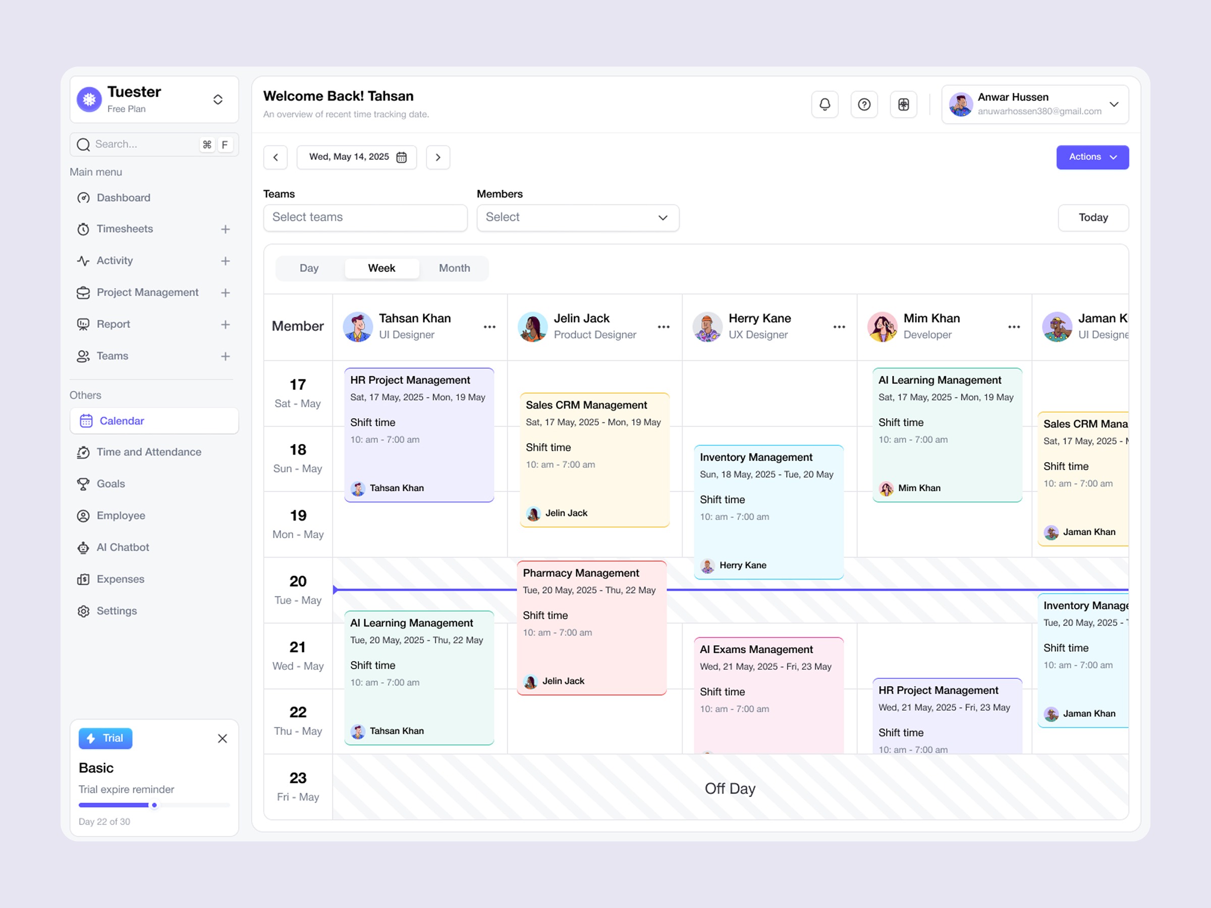 Time Tracking Dashboard UI Design Image 1