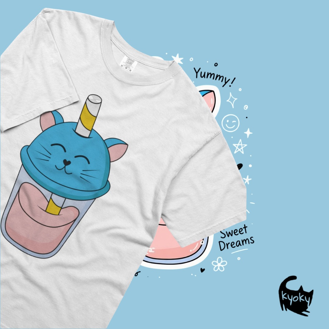 Blue Glass of Juice Cat  Image 1