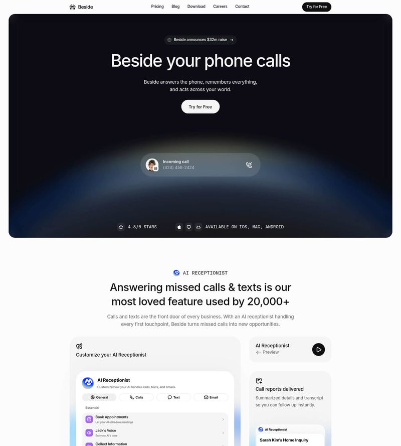 Screenshot taken from beside.com