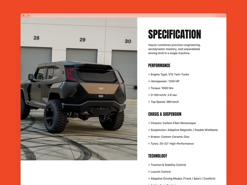 VAYRON — Electric Vehicle Website Template