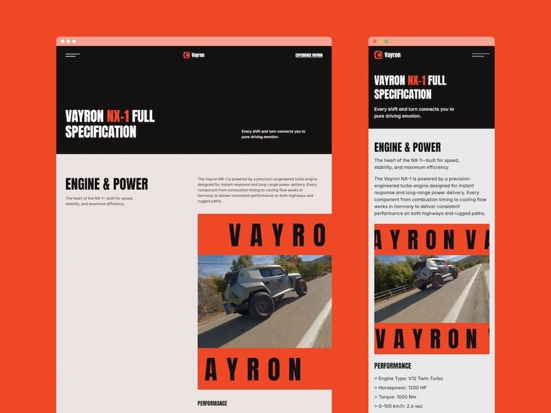 VAYRON — Electric Vehicle Website Template