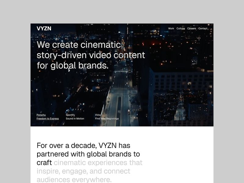 VYZN — Video Production Agency Template