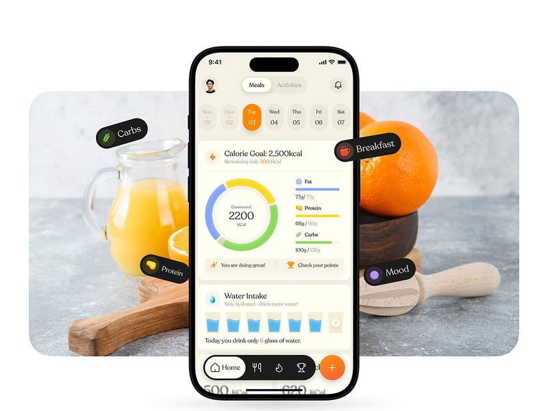 AI Nutrition & Calorie Tracking App – UI UX Design