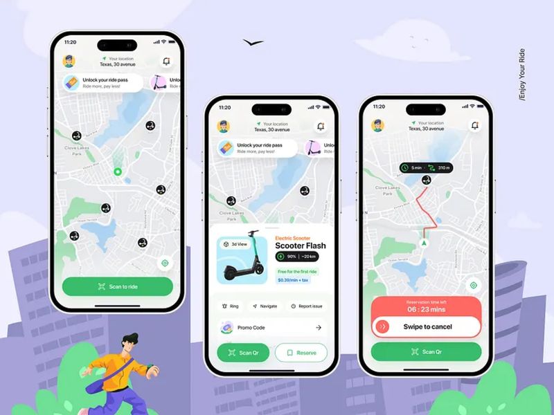 FastGo- Electric Scooter Mobile App UI/UX Design | Orbix Studio