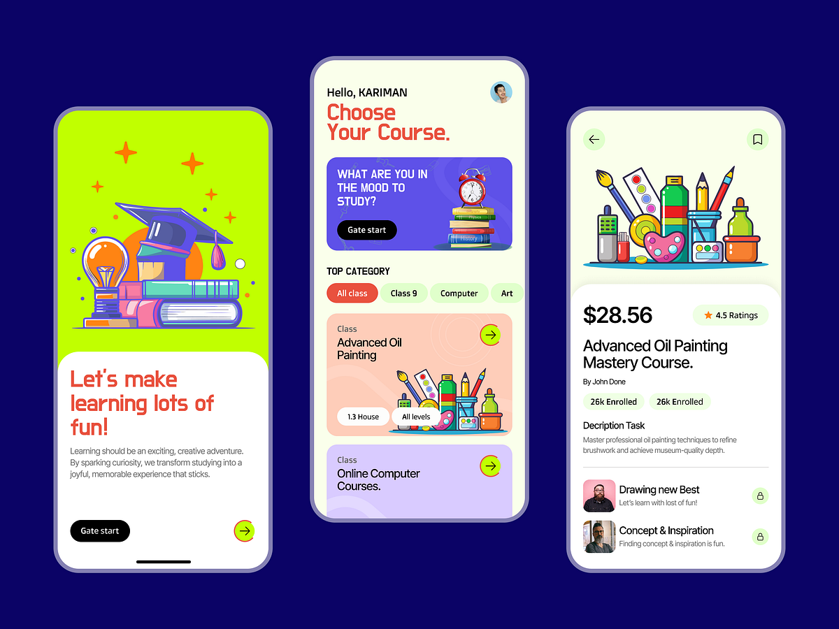 Course Learning Education App Design