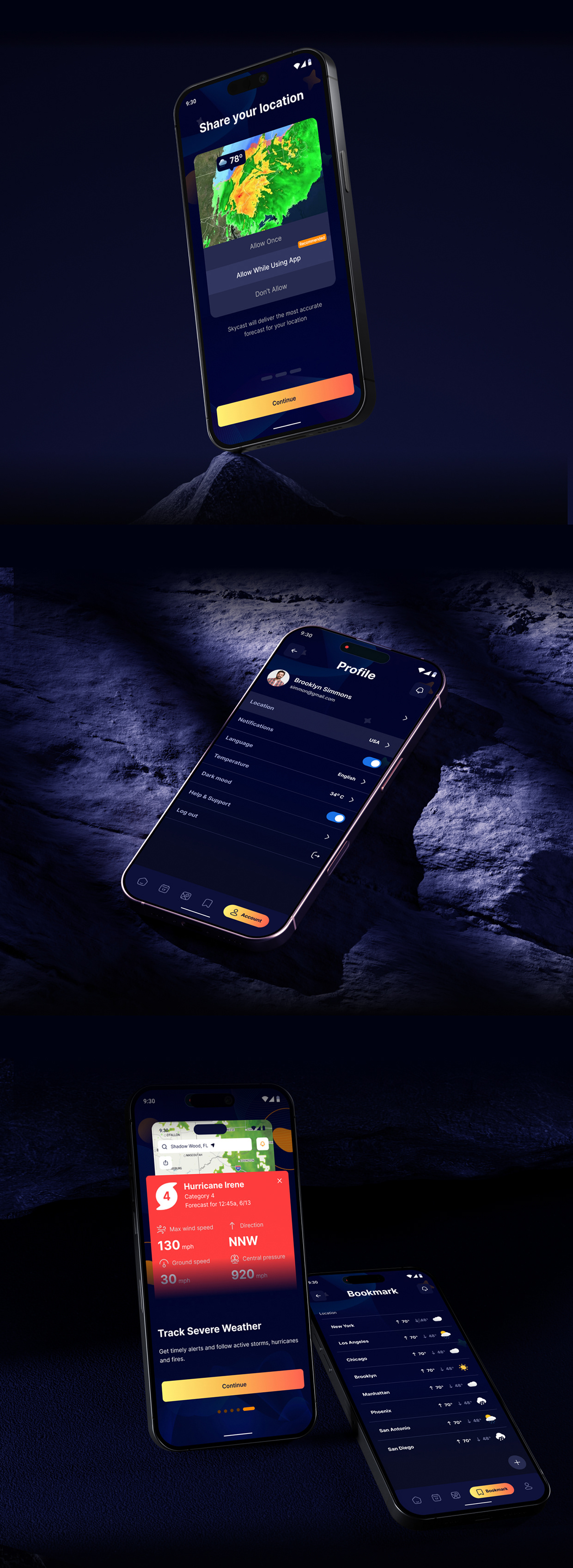 Mobile Weather App Design for SkyCast Forecast Image 3