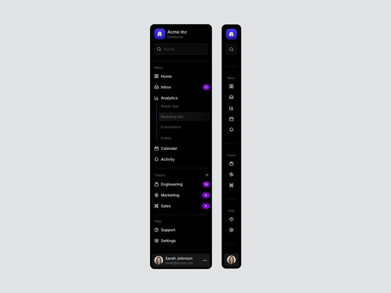 Sidebar Navigation Menu