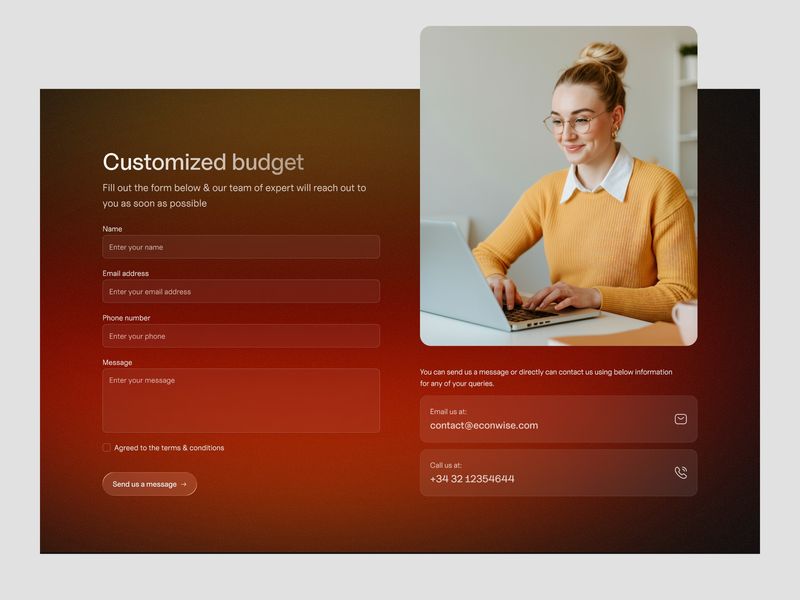 Customized budget section design for client website