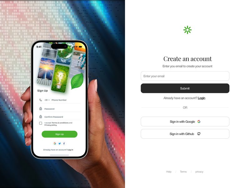 🌱 Frictionless Onboarding — GreenTech & Dev SaaS Sign-Up