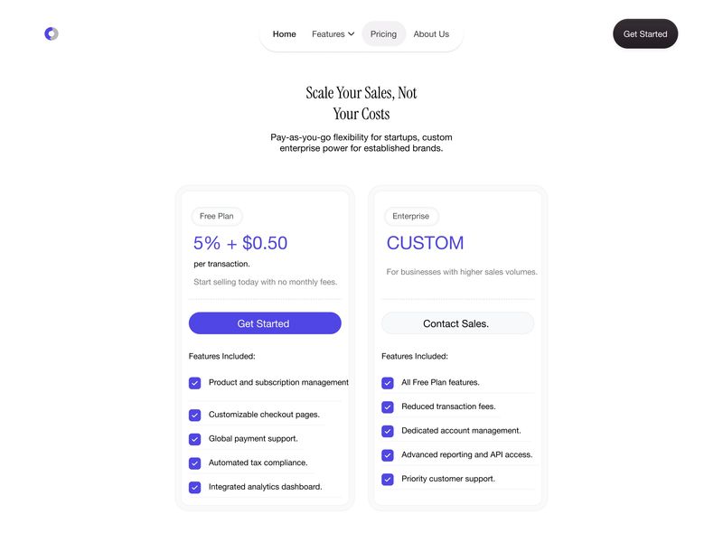 💰 SaaS Pricing Tier Grid — Minimal UI Layout