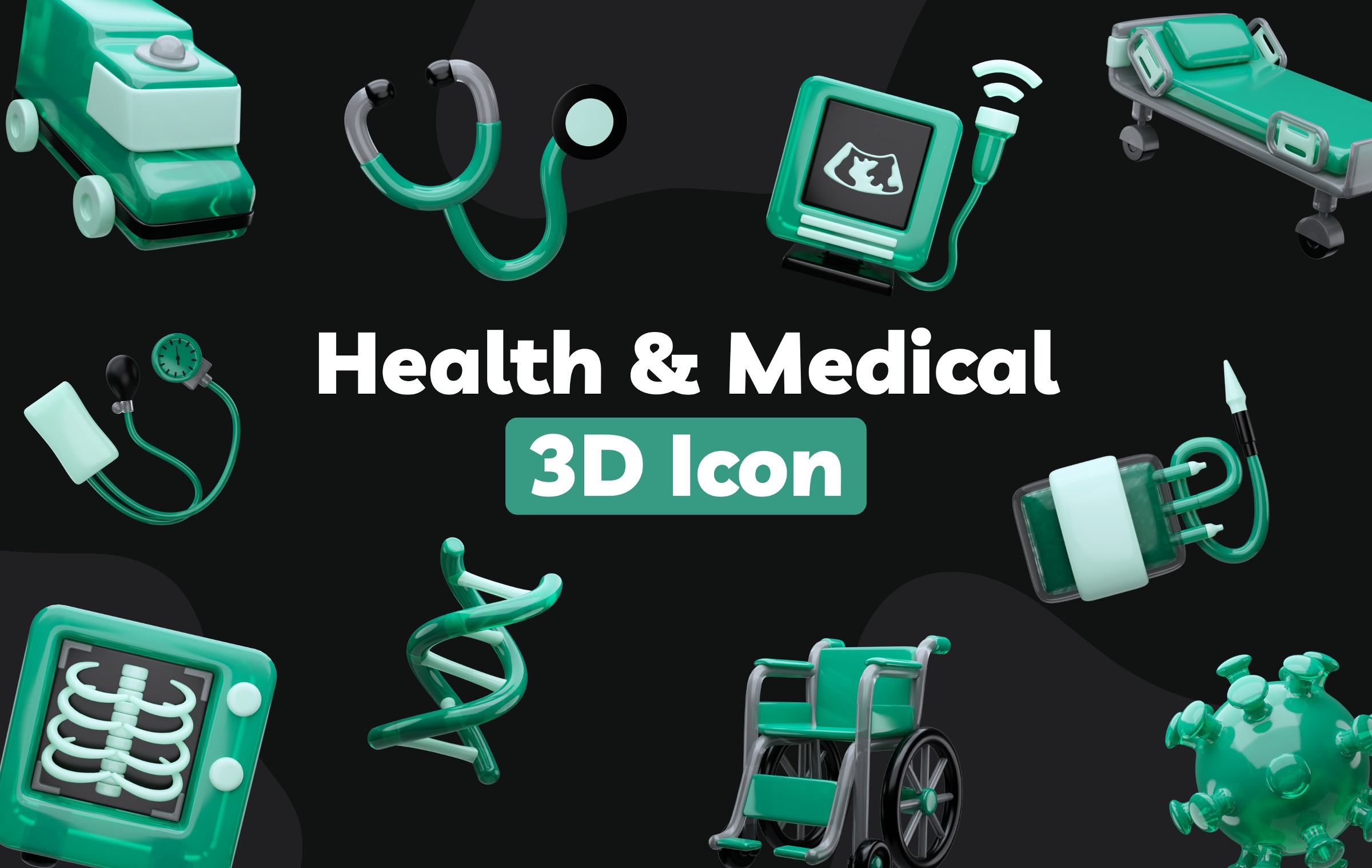 Health & Medical 3D Icon Pack for Designers - Pikkovia