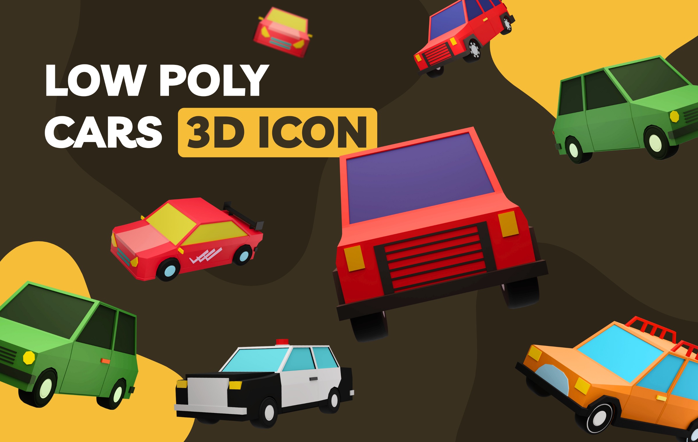 Low Poly Car Free 3D Icon Pack for Designers - Pikkovia