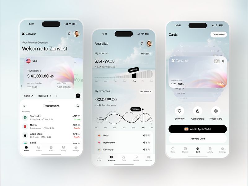 Zenvest — Finance Mobile App UI Design