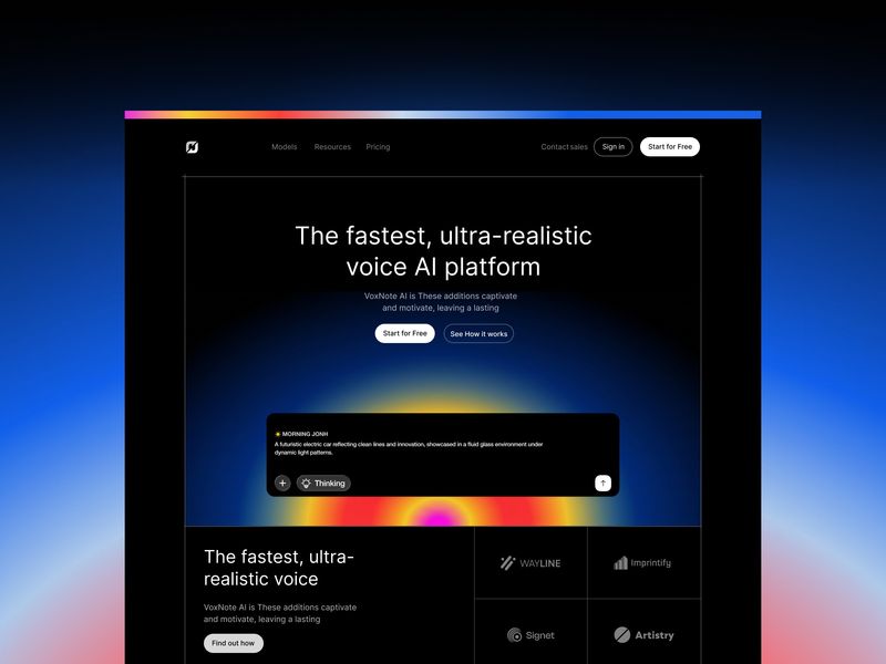 VoxNote AI – Voice AI Landing Page Design | Figma Case Study