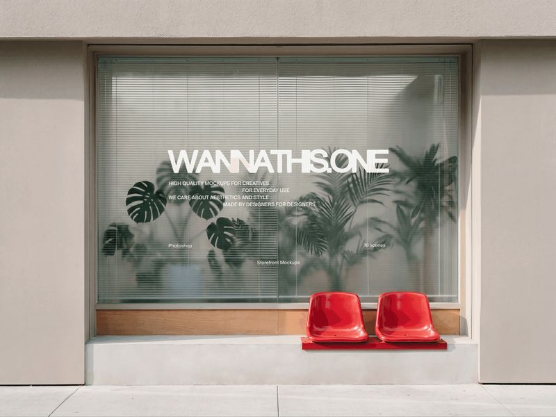 Retail Window Branding Mockup with Seating