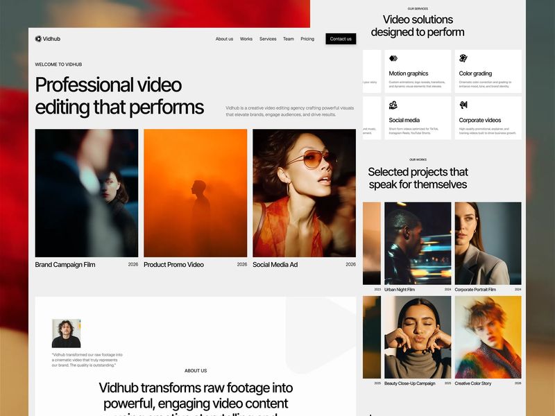 Vidhub - Video Editing Agency Website