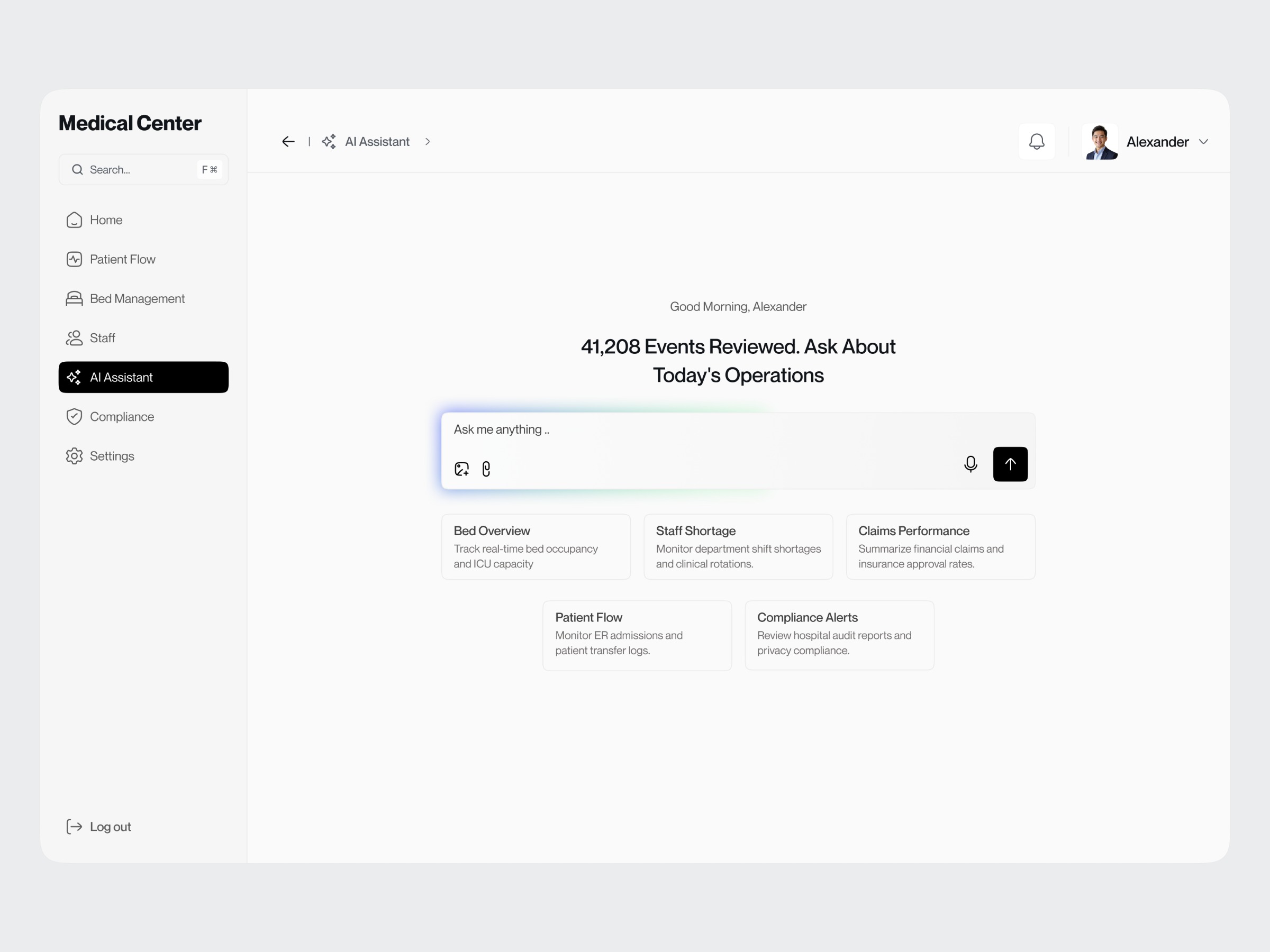 Medical Center AI Assistant Dashboard