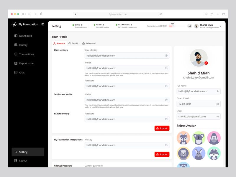  Fly Foundation - User Profile Dashboard