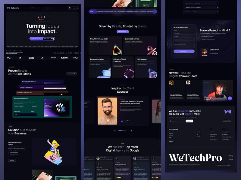 WeTechPro Agency — Full Homepage Design in Dark UI