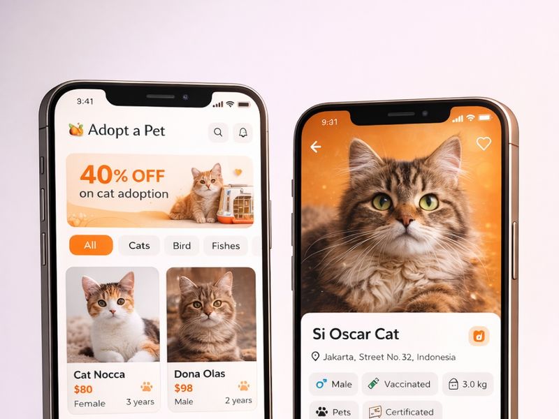 Modern Pet Adoption Mobile App Design 🐾