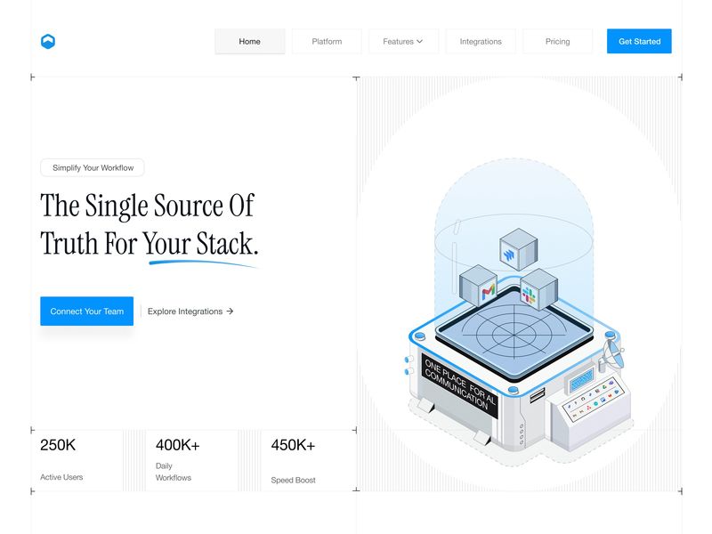 🌐 Integrated Workspace — SaaS Hero UI Layout