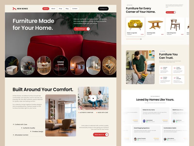 New Bones – Furniture Landing Page UI