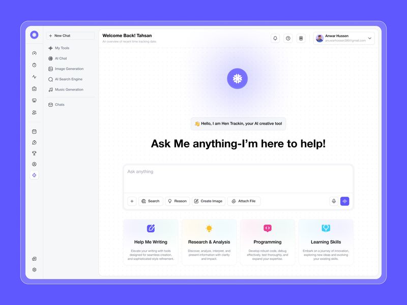 AI-Powered Time Tracking & AI Chat Dashboard Design