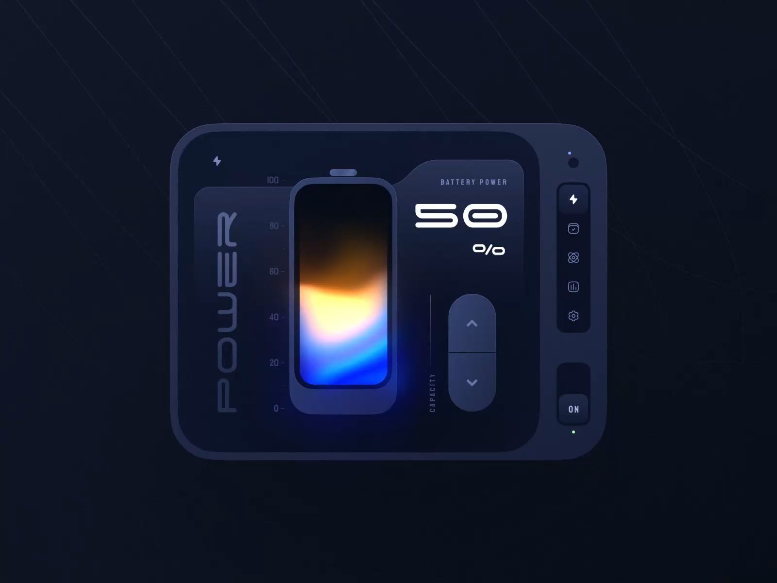 Futuristic Battery Power UI by Alex Arutuynov on Muzli