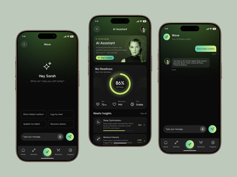 AI Wellness App Personalized Fitness, Nutrition & Recovery UI UX