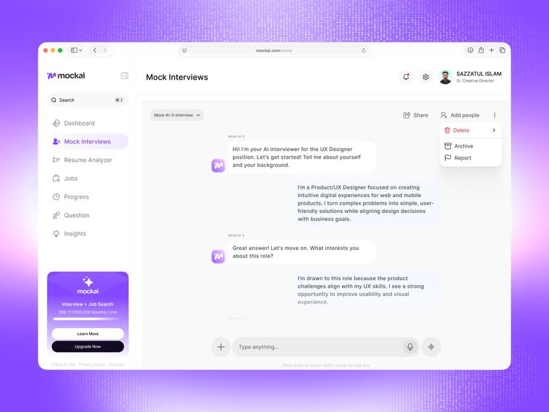 Mock AI — AI Interview Practice Flow