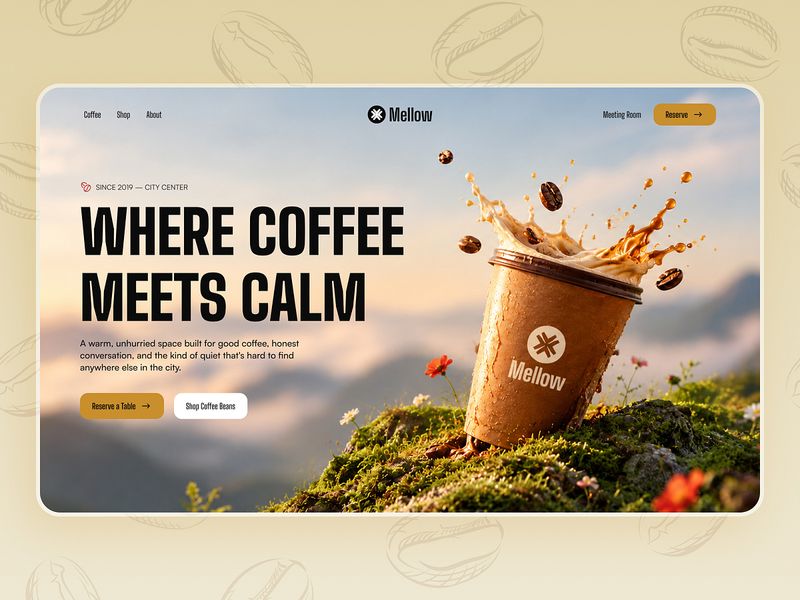 Coffee Shop Hero Section Design – Mellow
