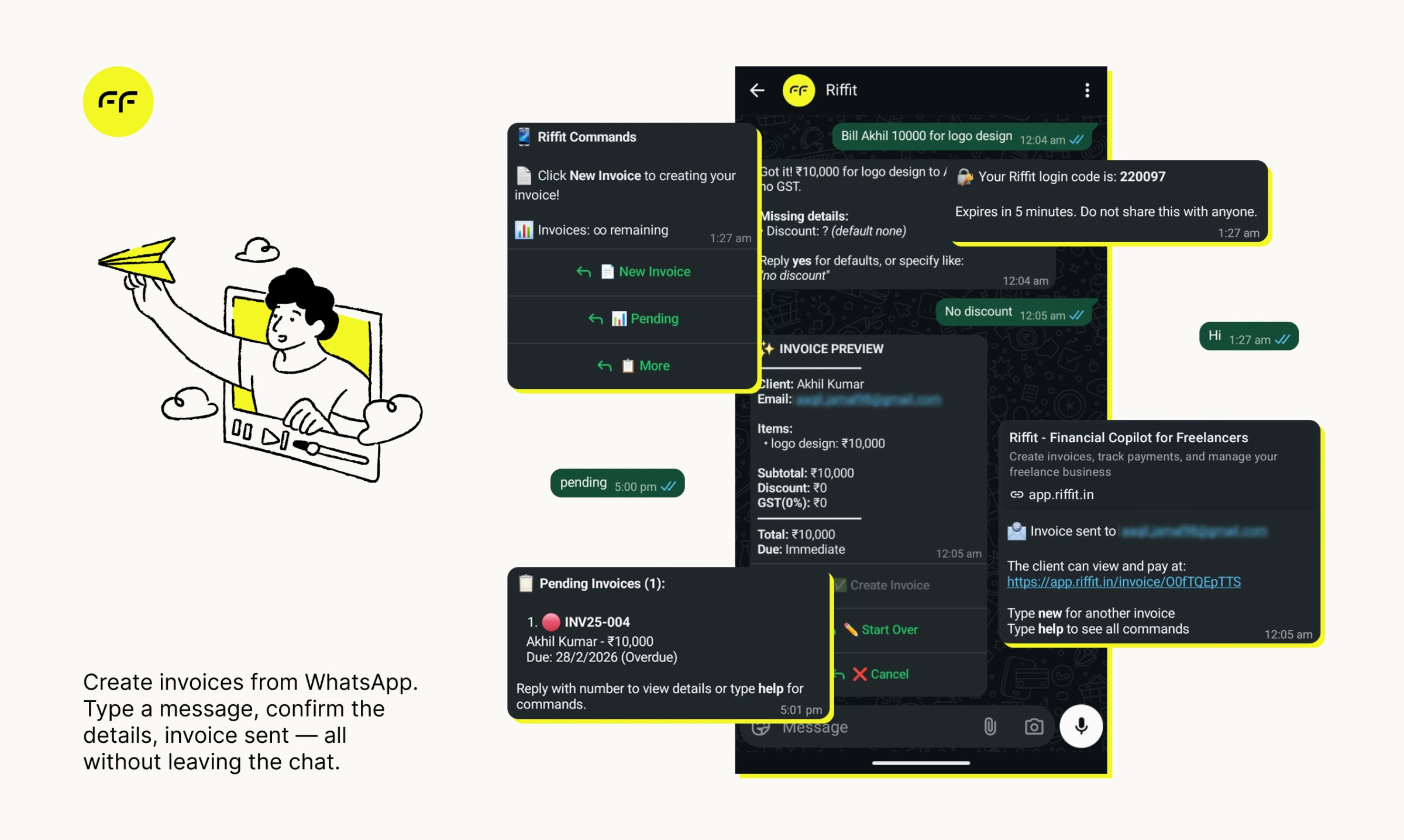Riffit — WhatsApp Invoicing for Indian Freelancers Image 0